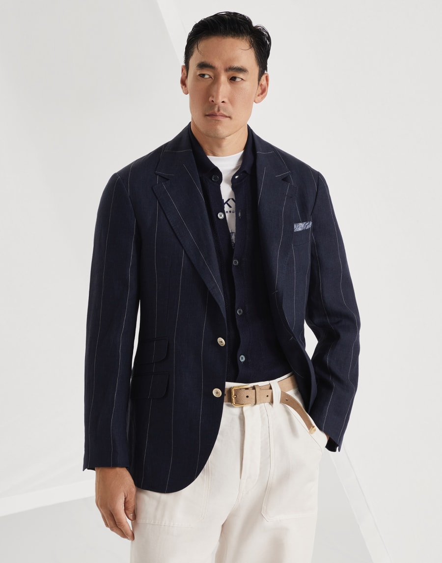 Deconstructed Cavallo blazer Navy Blue Man - Brunello Cucinelli