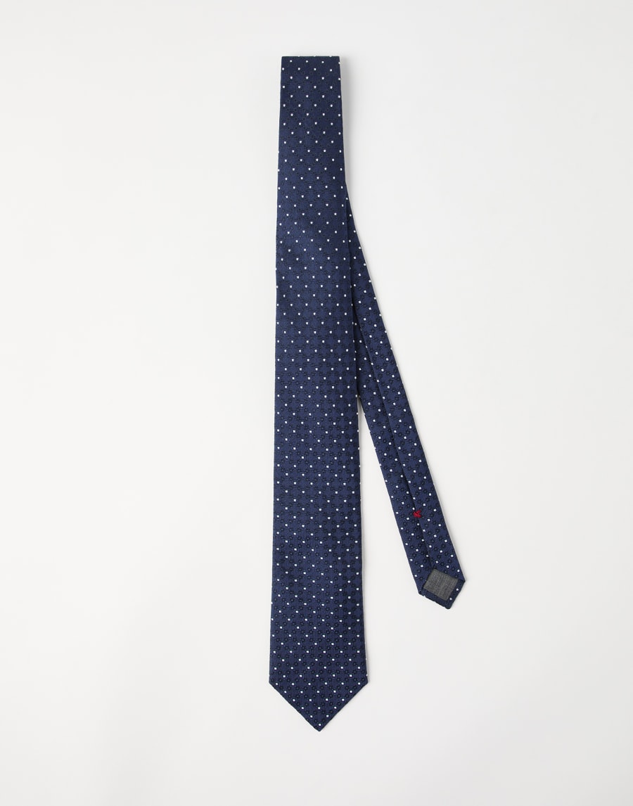 Necktie with jacquard pattern Navy Blue Man - Brunello Cucinelli