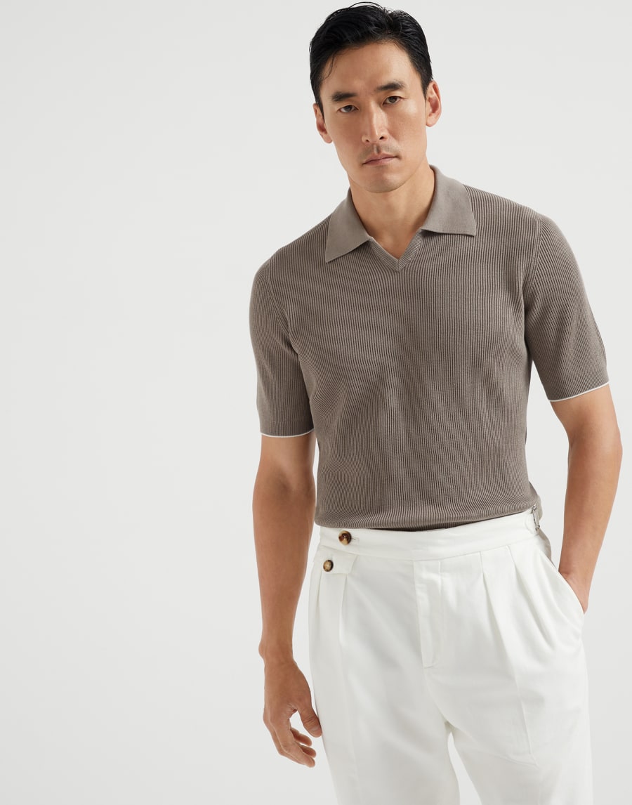 Polo in maglia Corteccia Uomo - Brunello Cucinelli