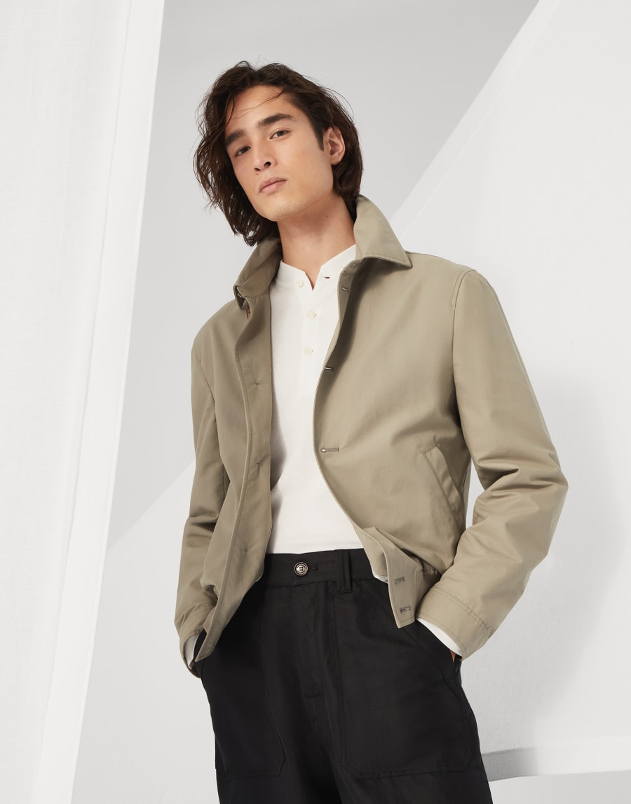 ウォーターレジスタント ボンバージャケット カーキ メンズ - Brunello Cucinelli