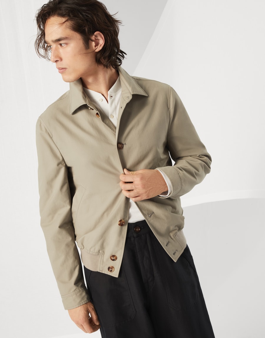ウォーターレジスタント ボンバージャケット カーキ メンズ - Brunello Cucinelli