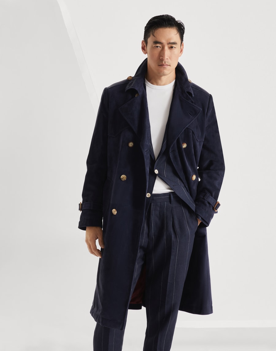 Trench in camoscio Notte Uomo - Brunello Cucinelli