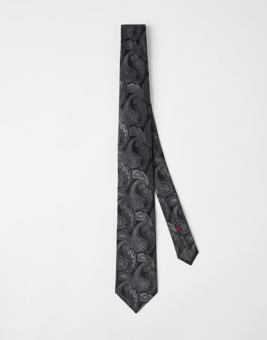 Silk tie with pattern Medium Grey Man - Brunello Cucinelli