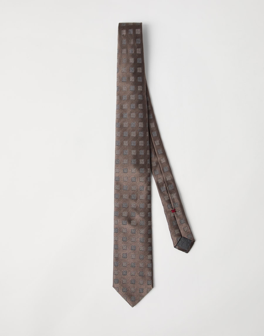 Silk tie with pattern Brown Man - Brunello Cucinelli
