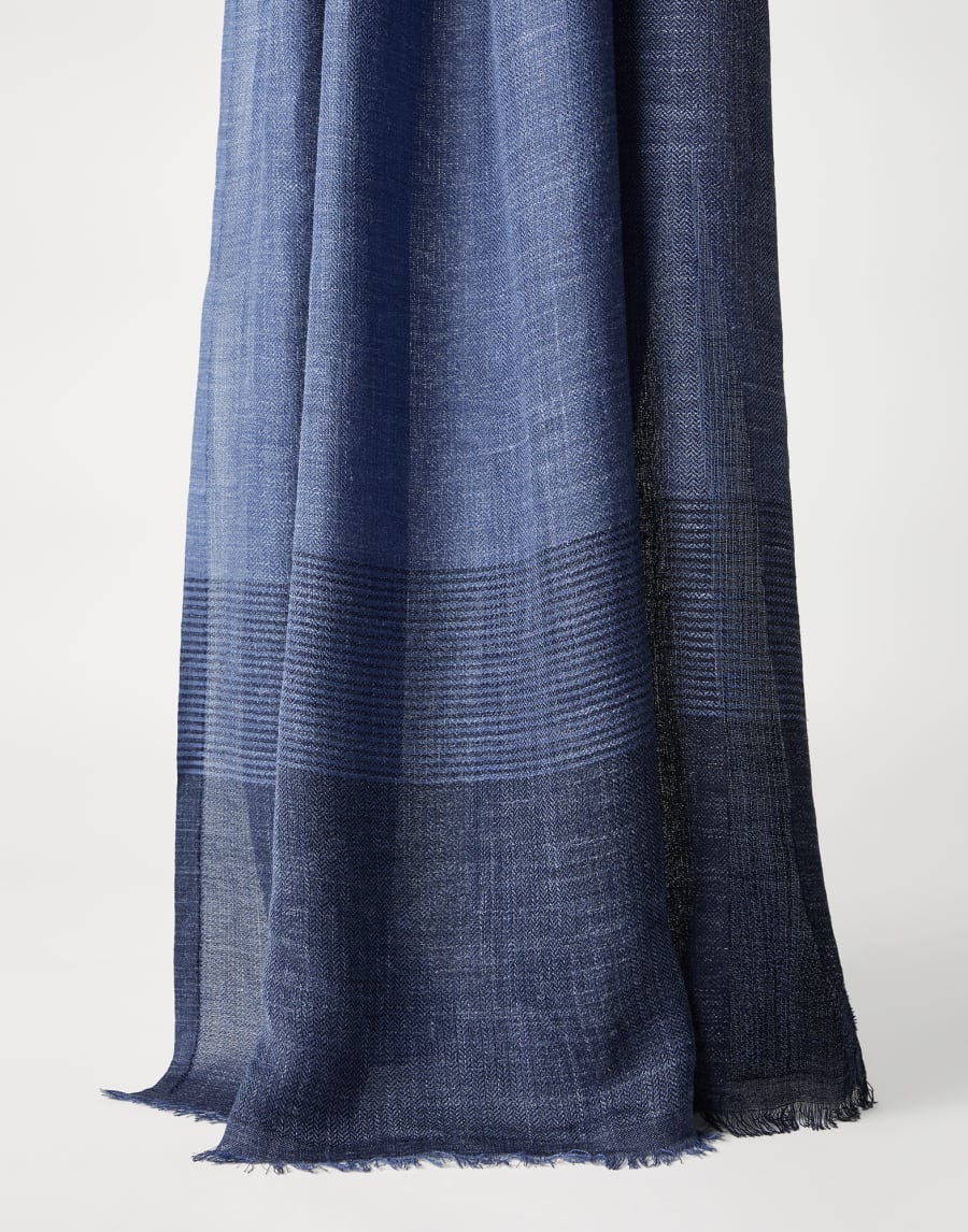Linen and silk scarf Denim Man - Brunello Cucinelli