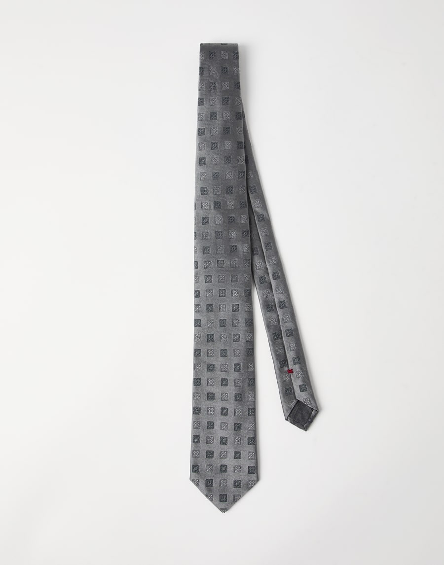 Silk tie with pattern Grey Man - Brunello Cucinelli