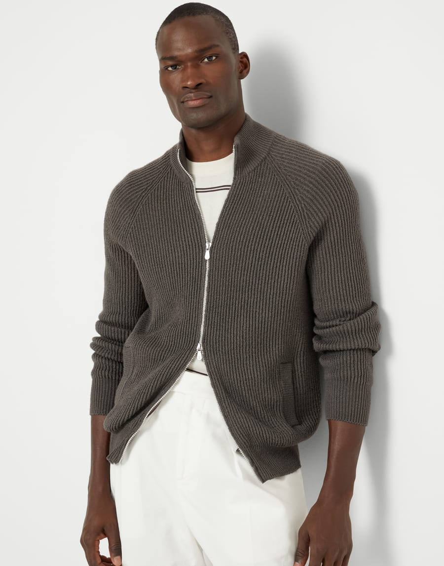 Cardigan con zip Caffé Uomo - Brunello Cucinelli