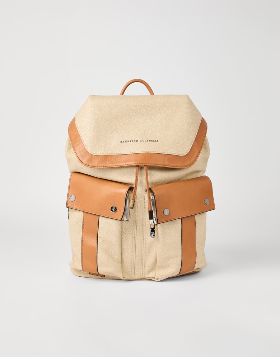 Sac à dos en vachette Ivoire Homme - Brunello Cucinelli