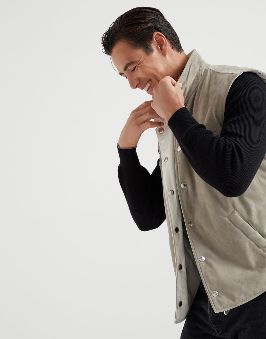 Двусторонний жилет Хаки Мужчина - Brunello Cucinelli
