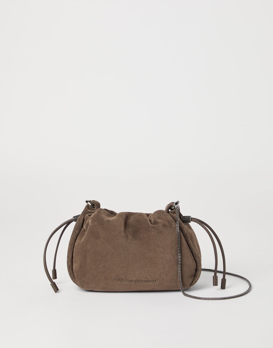 Suede mini Mellow Bucket bag Taupe Woman - Brunello Cucinelli