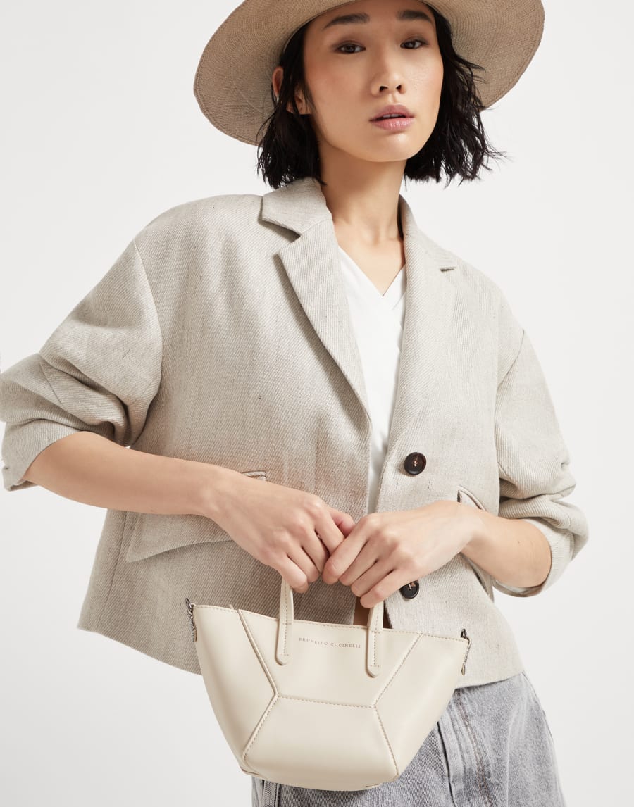 Calfskin mini BC Duo bag Ivory Woman - Brunello Cucinelli