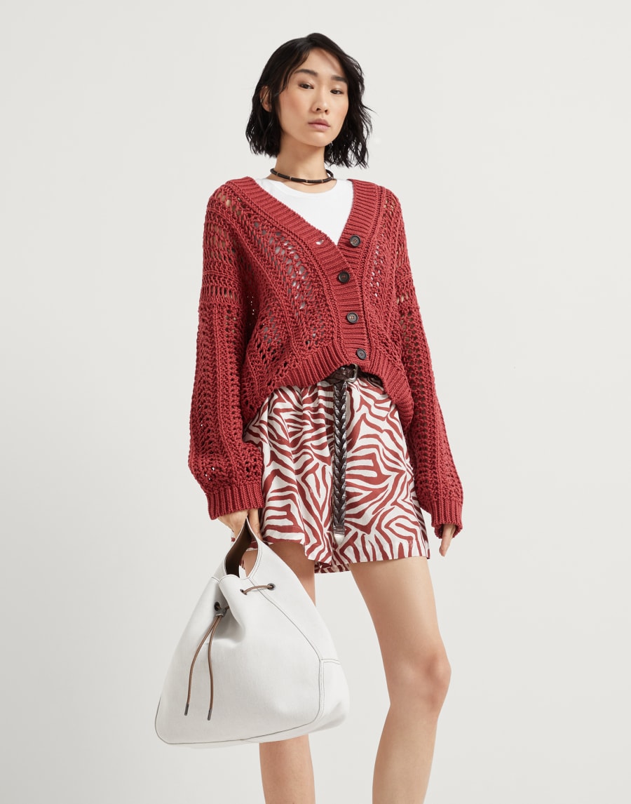 Сумка-ведро BC Duo из габардина Серовато-Белый Женщина - Brunello Cucinelli