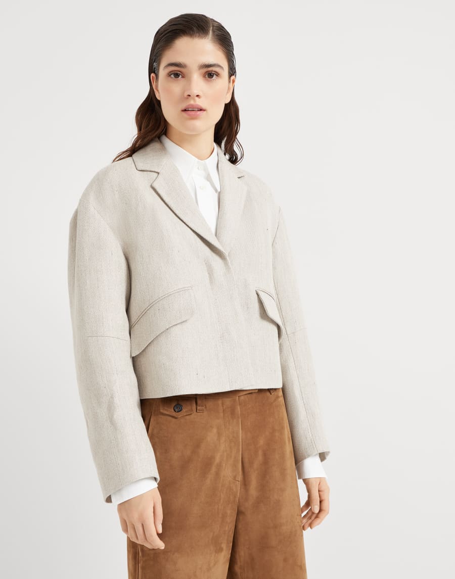 Outerwear with monili Cool Beige Woman - Brunello Cucinelli