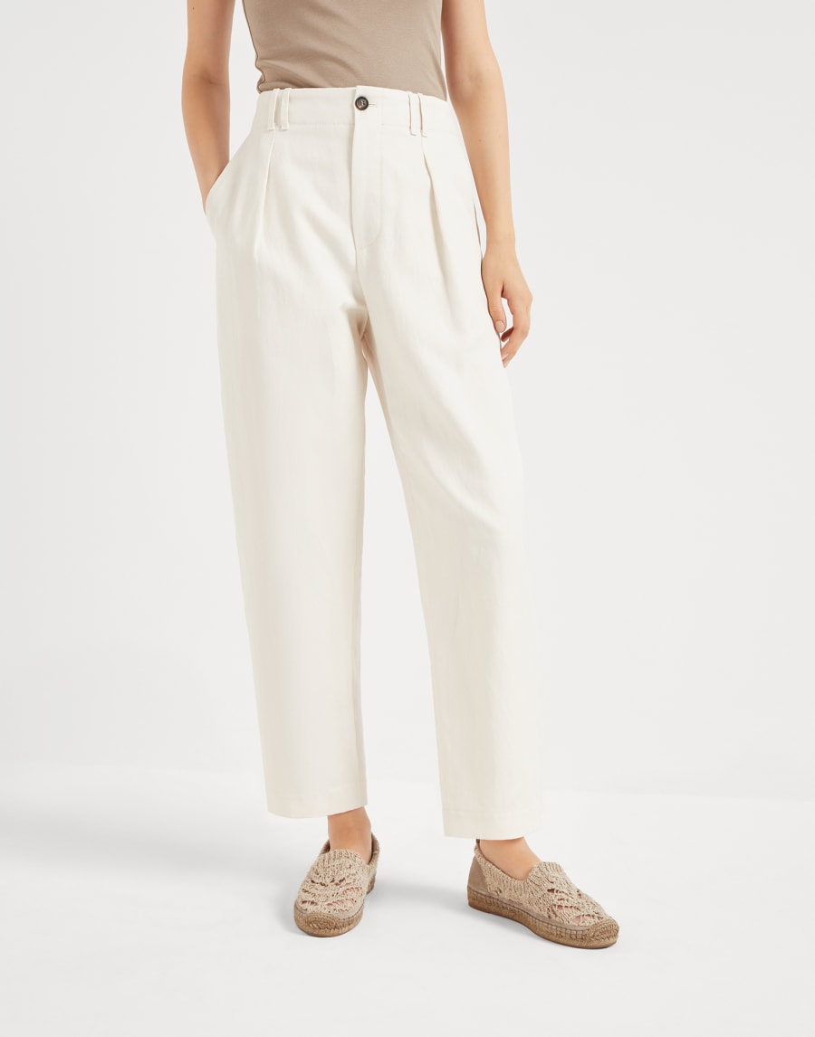 Брюки Pleated Chino Панама Женщина - Brunello Cucinelli