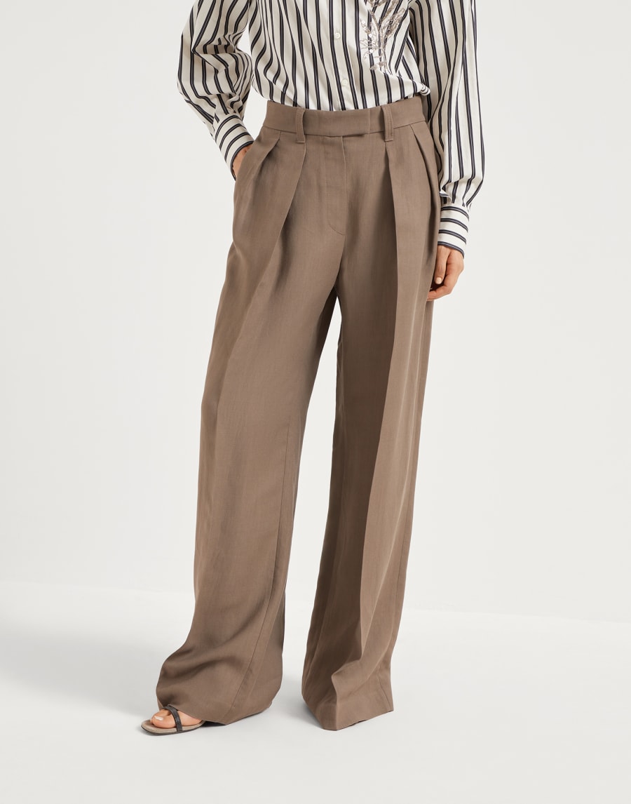 Sartorial Wide trousers Cocoa Woman - Brunello Cucinelli