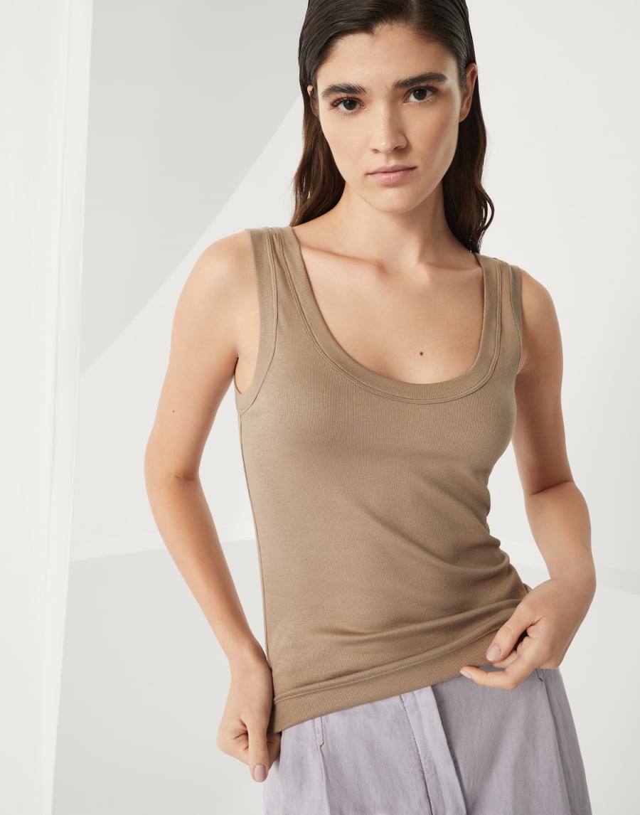 リブジャージー トップ ウォールナット レディース - Brunello Cucinelli