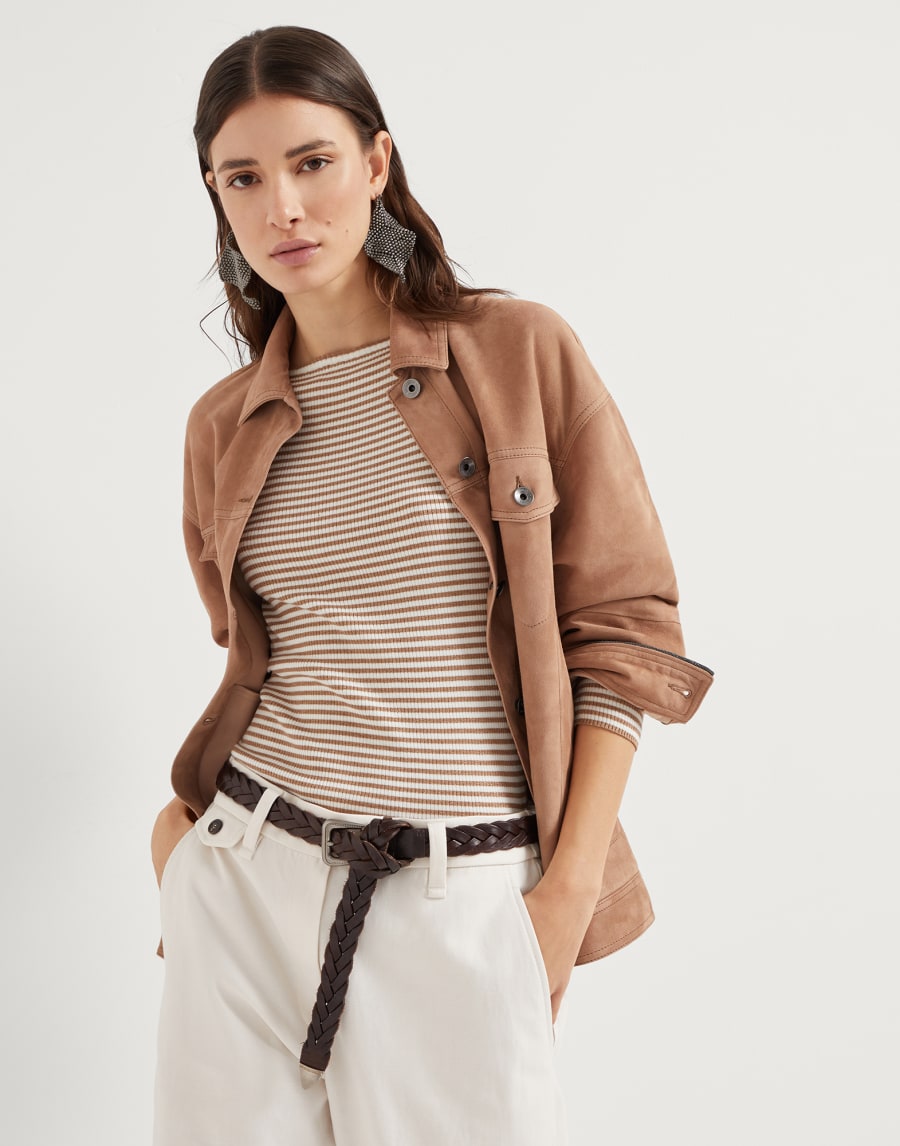 Куртка из замши Couture Темный Шоколад Женщина - Brunello Cucinelli