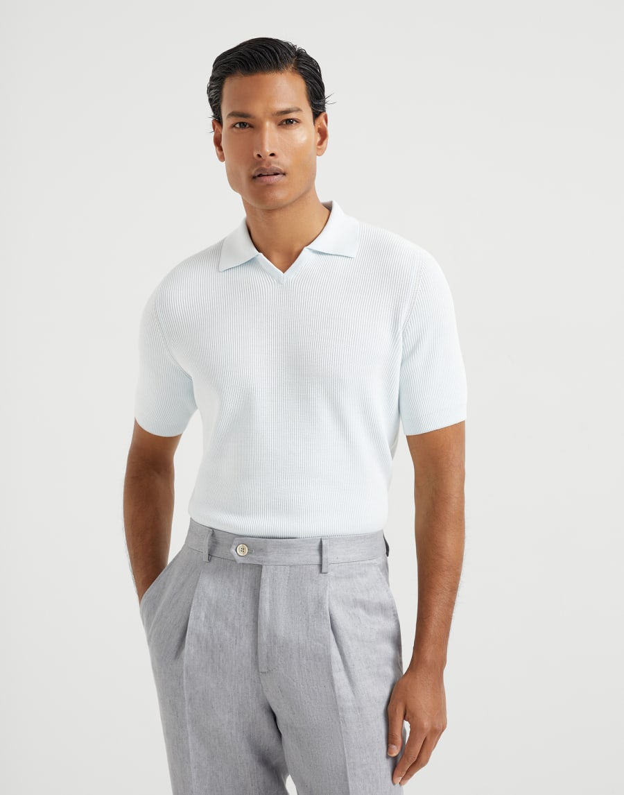 Polo-style sweater Sky Blue Man - Brunello Cucinelli