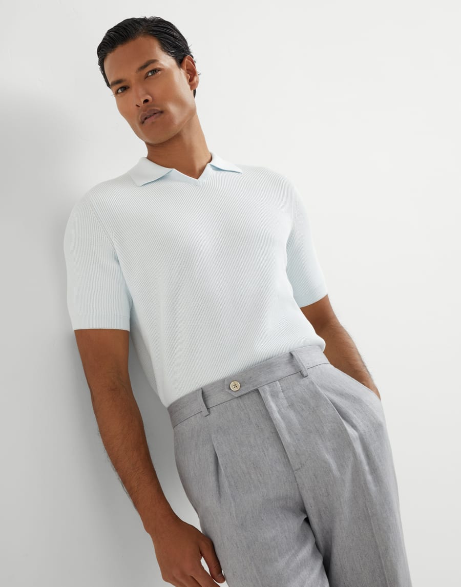 Polo-style sweater Sky Blue Man - Brunello Cucinelli