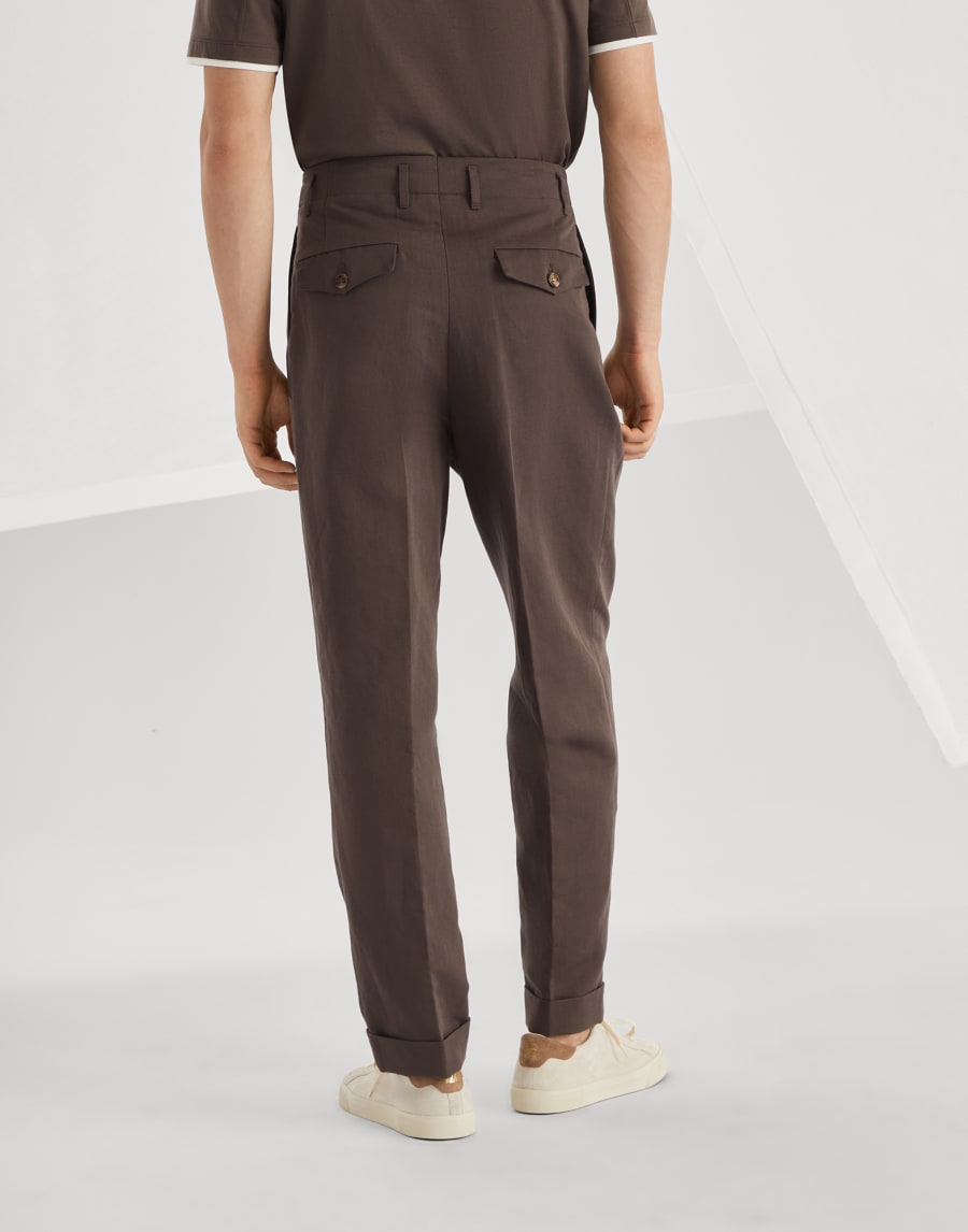 Gabardine trousers Coffee Man - Brunello Cucinelli