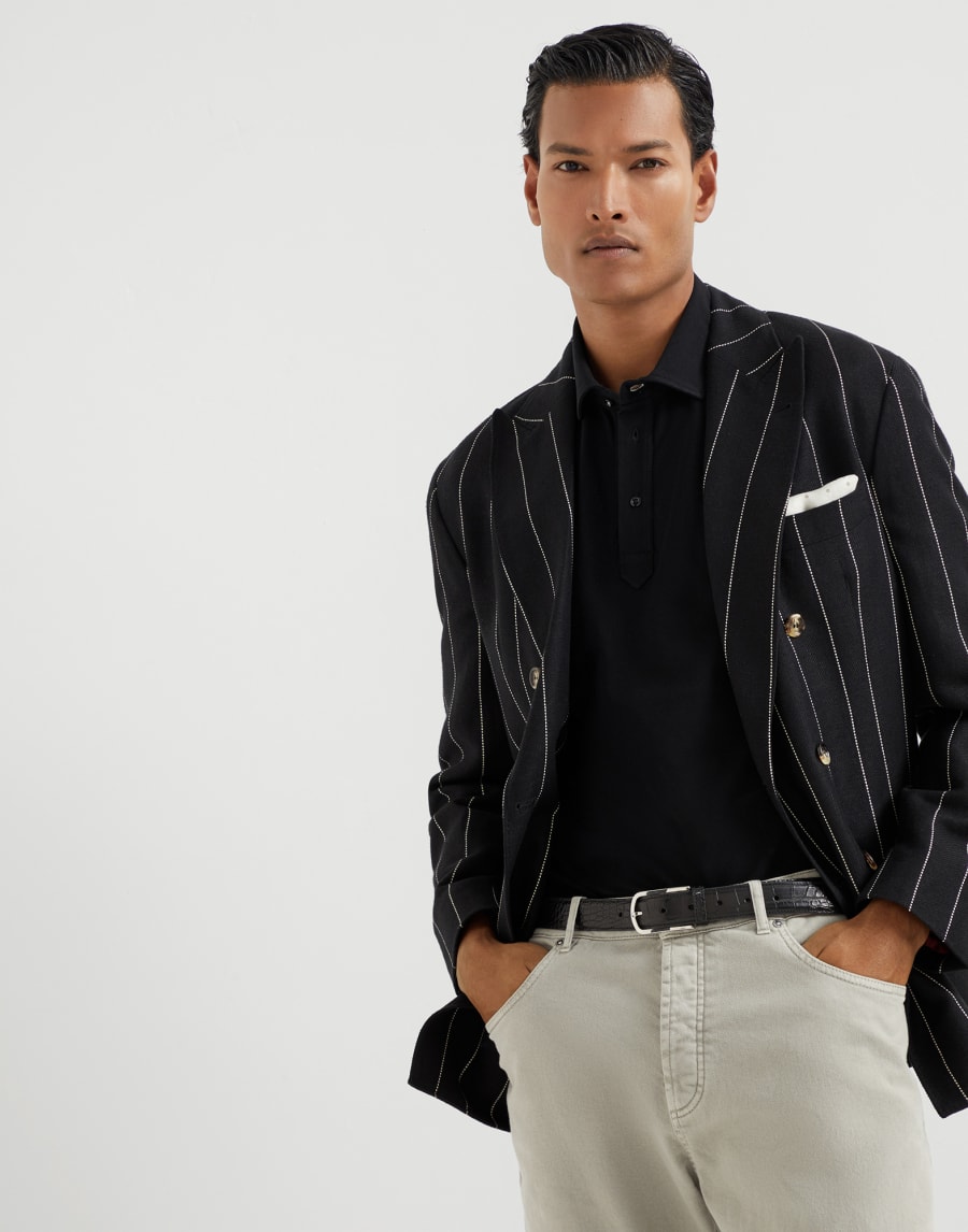 Piqué polo shirt Black Man - Brunello Cucinelli