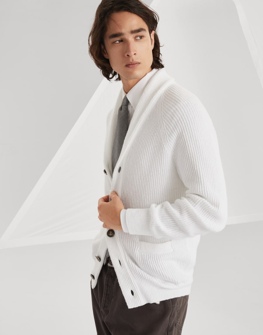 English rib knit cardigan Snow Man - Brunello Cucinelli