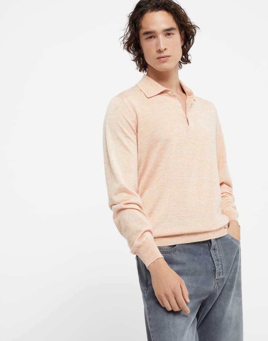 Polo en maille légère Abricot Homme - Brunello Cucinelli