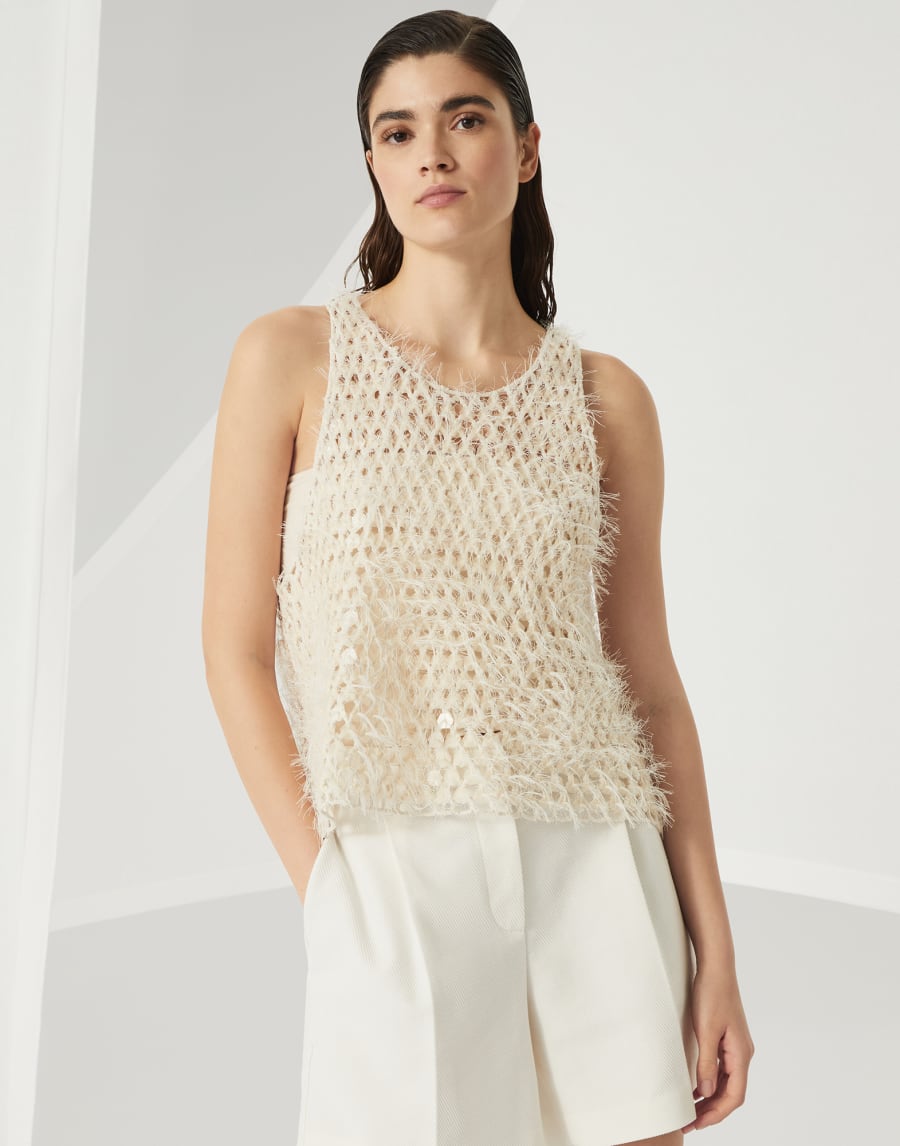Top Dazzling Embroidery Panama Donna - Brunello Cucinelli