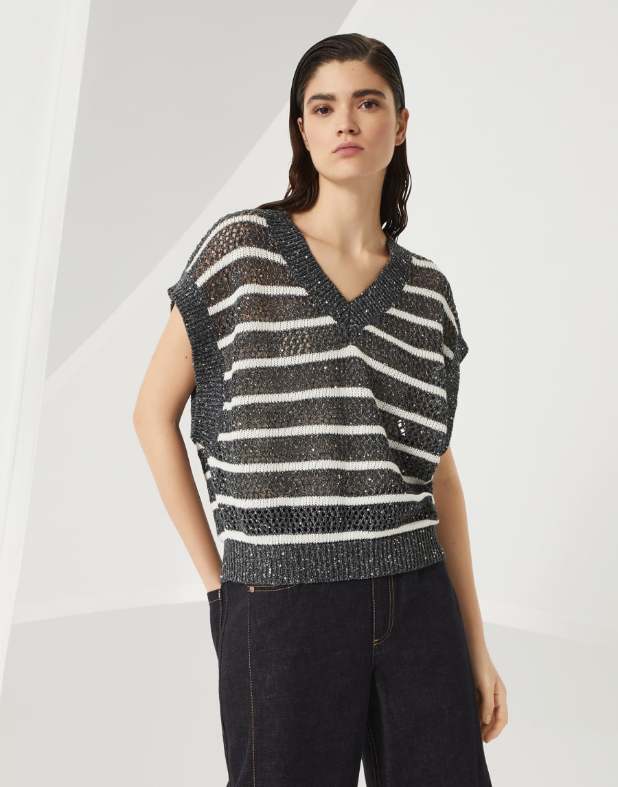 Dazzling T-shirt Grey Blue Woman - Brunello Cucinelli