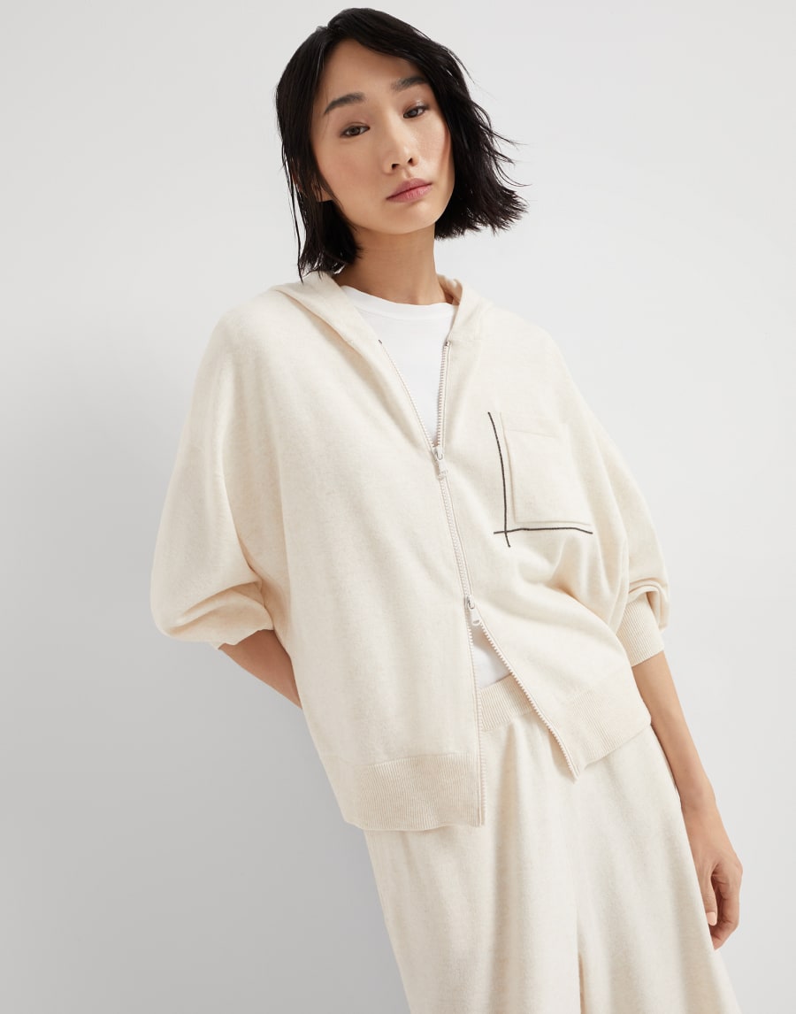 Cardigan with monili Oat Woman - Brunello Cucinelli