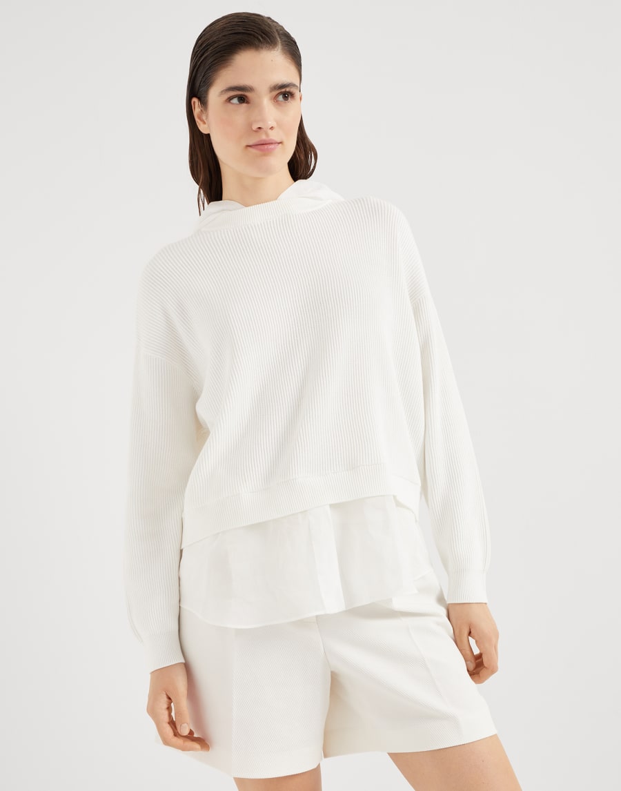 Толстовка Faux Layered с цепочкой Мониль Панама Женщина - Brunello Cucinelli