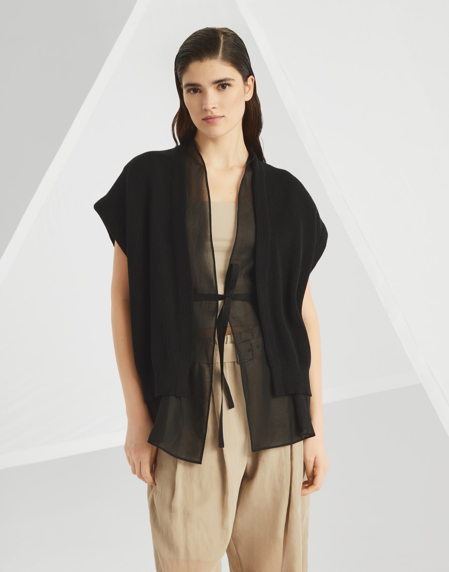 Кардиган Layered с цепочкой Мониль Чёрный Женщина - Brunello Cucinelli