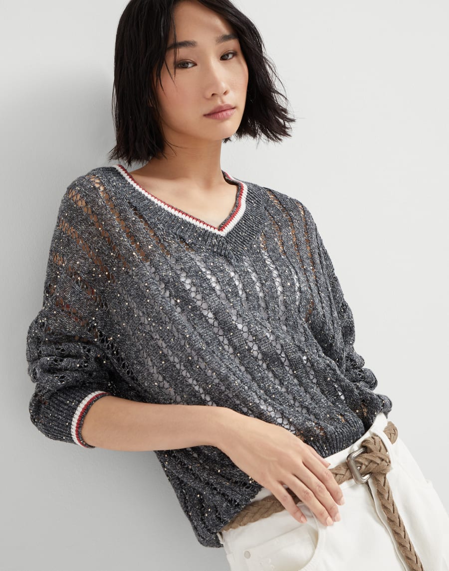 Dazzling sweater Grey Blue Woman - Brunello Cucinelli