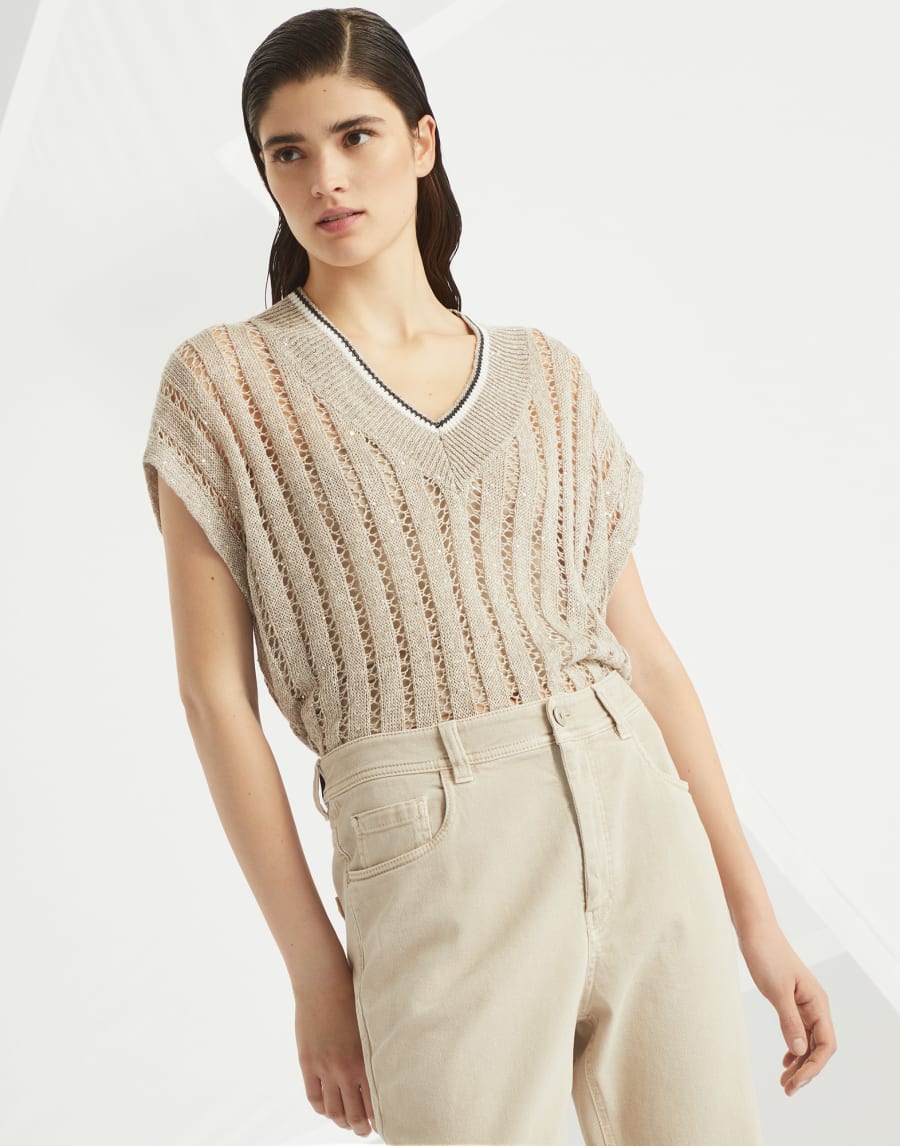 T-shirt Dazzling Beige Freddo Donna - Brunello Cucinelli