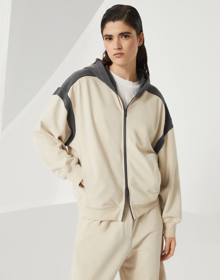 Толстовка из хлопкового футера Smooth Бежевый Женщина - Brunello Cucinelli