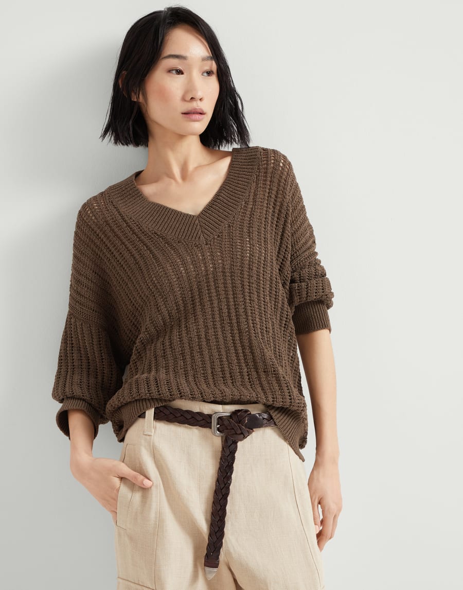 Maglia con monile Cioccolato Donna - Brunello Cucinelli