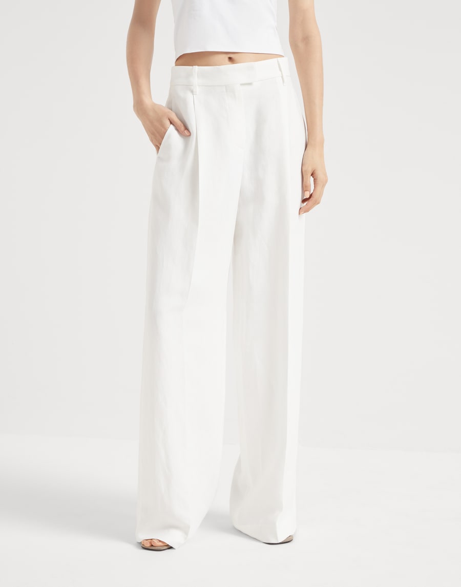Брюки Loose Pleated Белый Женщина - Brunello Cucinelli