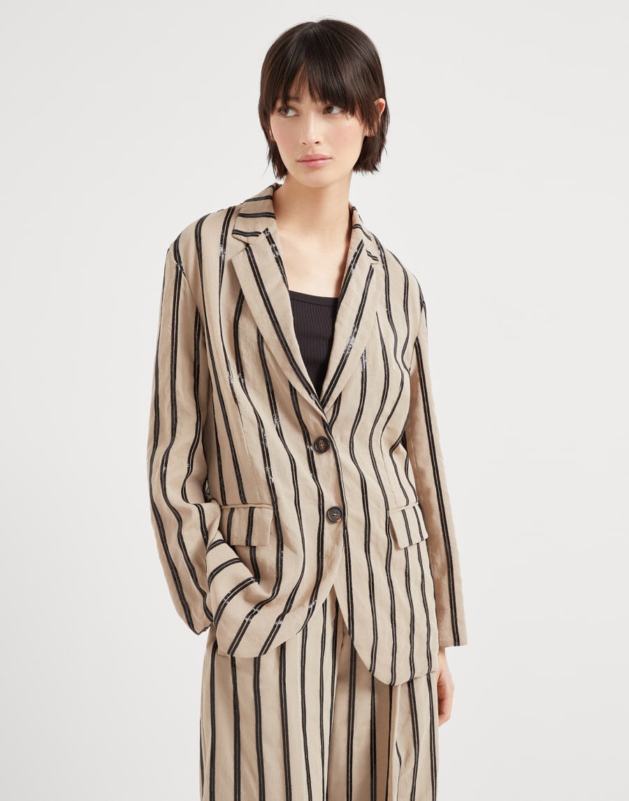 Пиджак с блестящей вышивкой Кофейный Женщина - Brunello Cucinelli