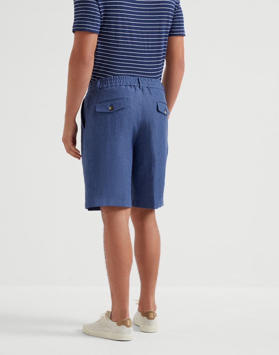 Délavé linen Bermuda shorts Denim Man - Brunello Cucinelli