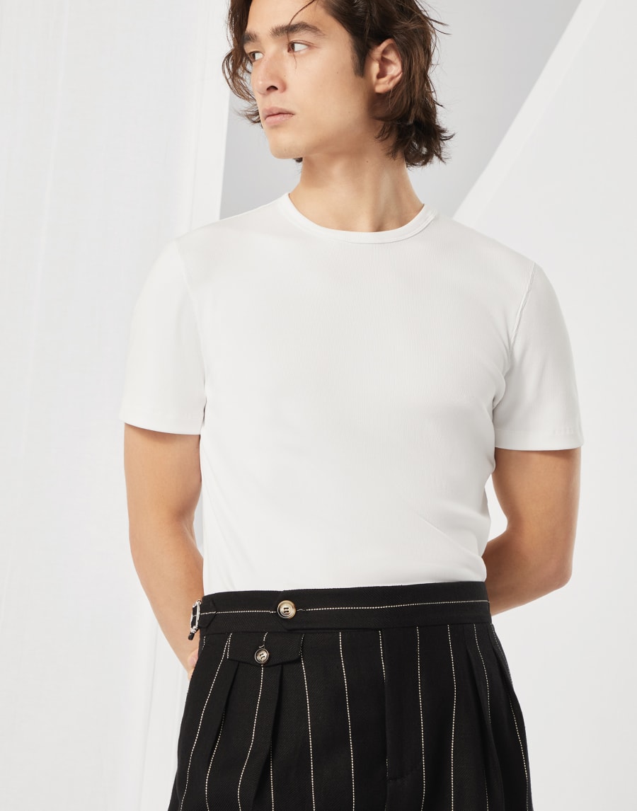 Ribbed jersey T-shirt White Man - Brunello Cucinelli