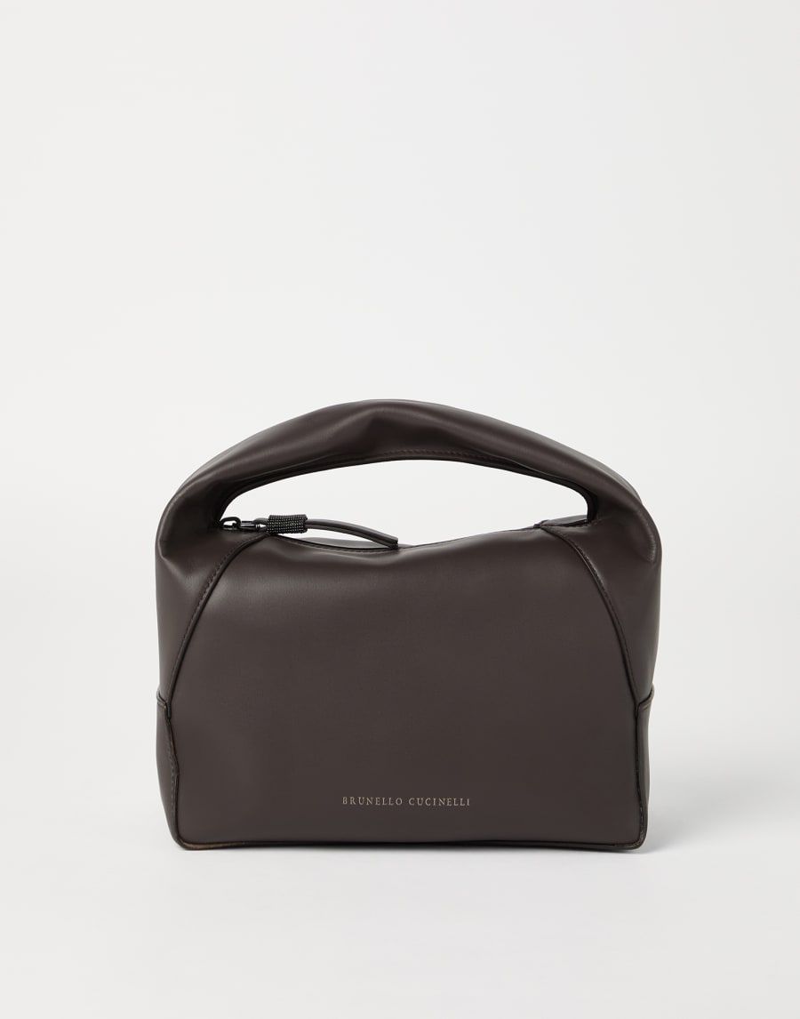 Маленькая сумка-хобо BC Duo из кожи Темно-коричневый Женщина - Brunello Cucinelli