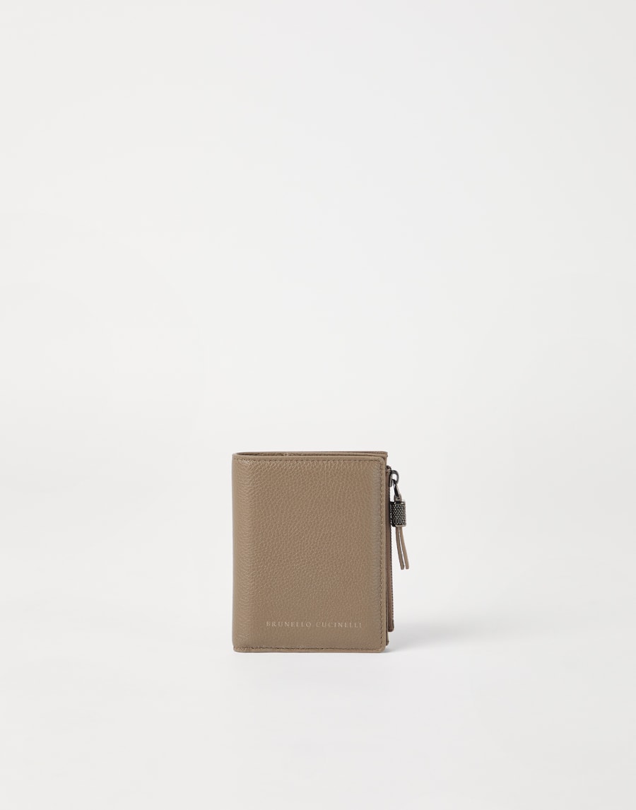 Кошелек Compact из кожи Светло-Серый Женщина - Brunello Cucinelli