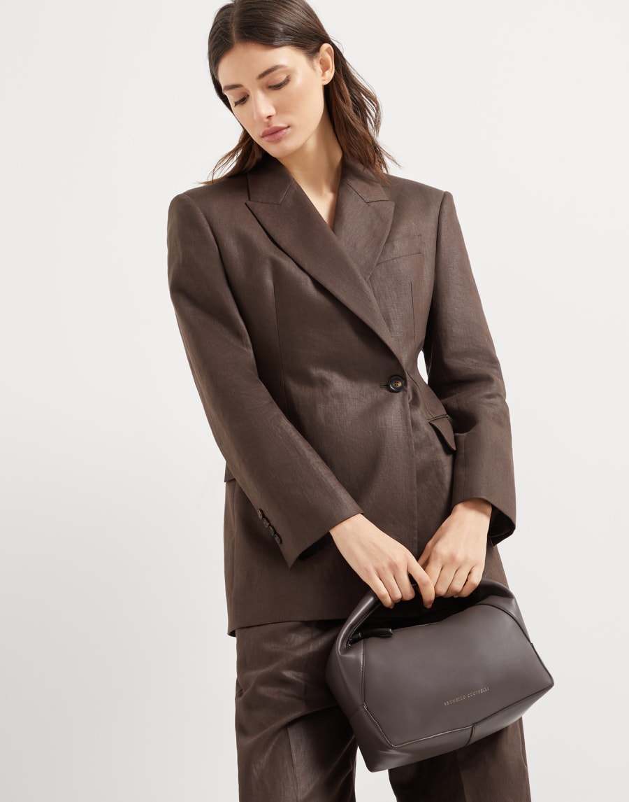 Маленькая сумка-хобо BC Duo из кожи Темно-коричневый Женщина - Brunello Cucinelli