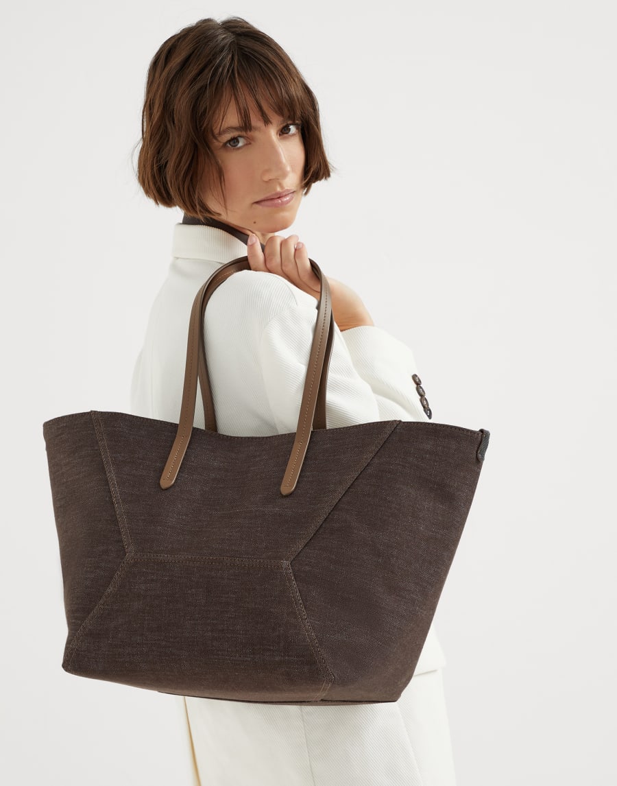 Сумка BC Duo из денима Шоколадный Женщина - Brunello Cucinelli