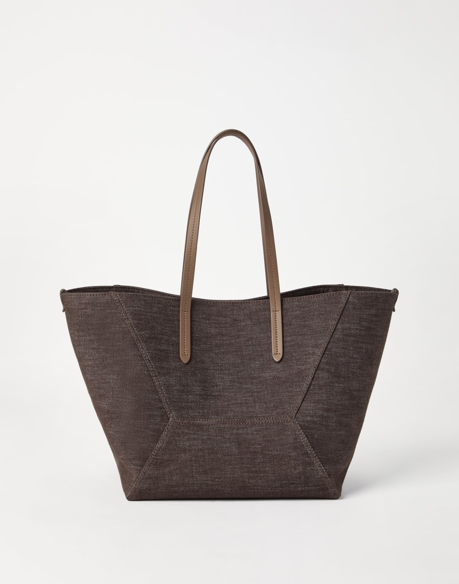 Denim BC Duo bag Chocolate Woman - Brunello Cucinelli