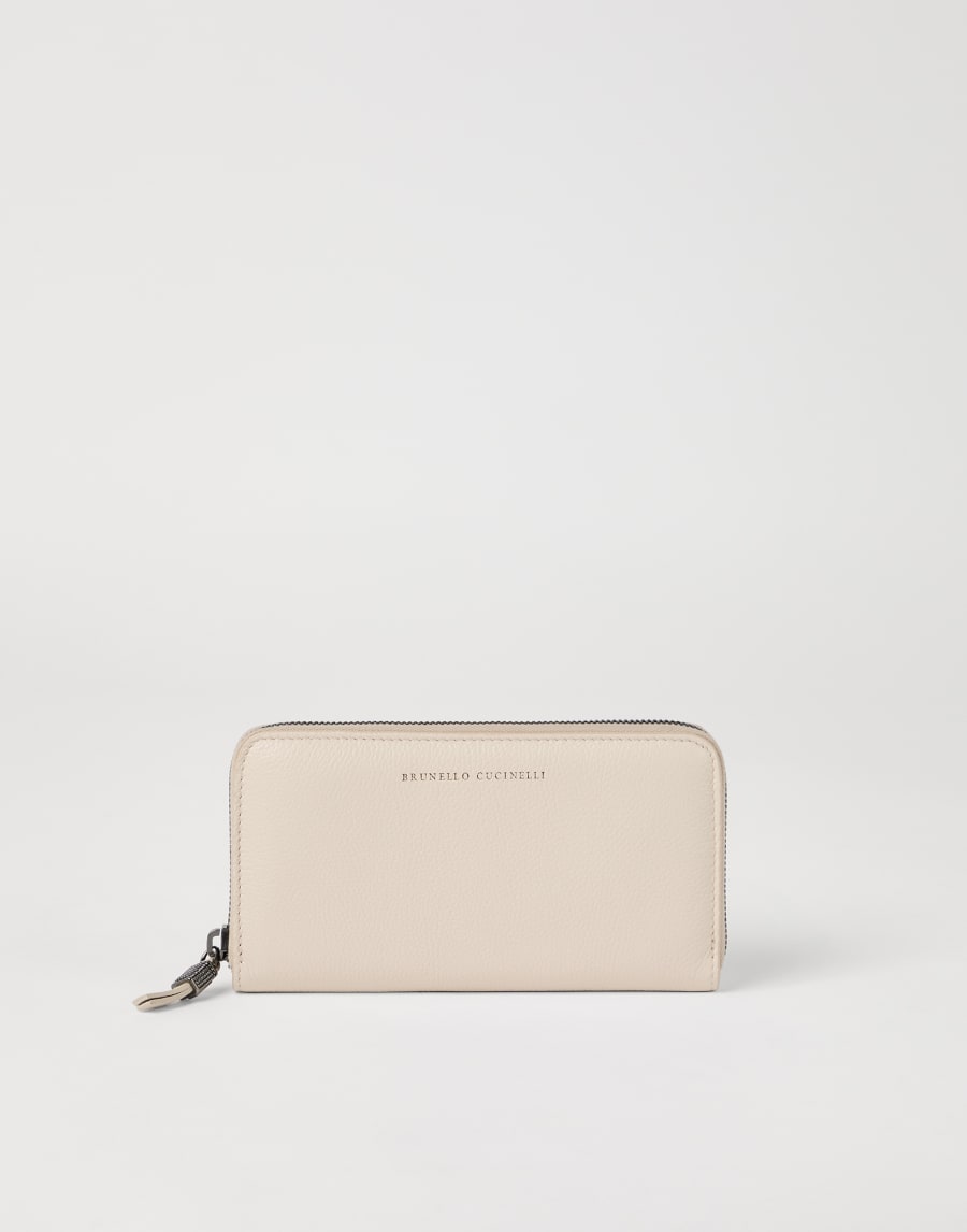 Leather wallet with monili Ivory Woman - Brunello Cucinelli