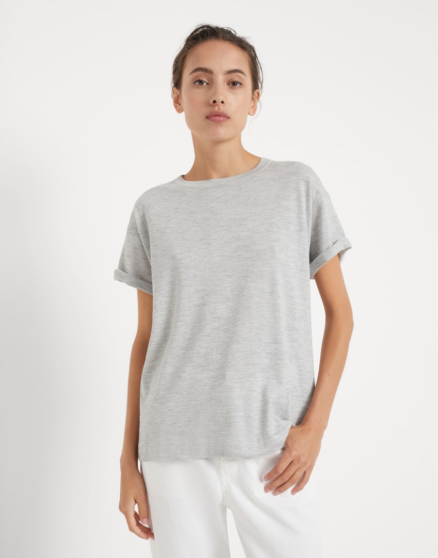 Cashmere and silk lightweight sweater Light Grey Woman - Brunello Cucinelli