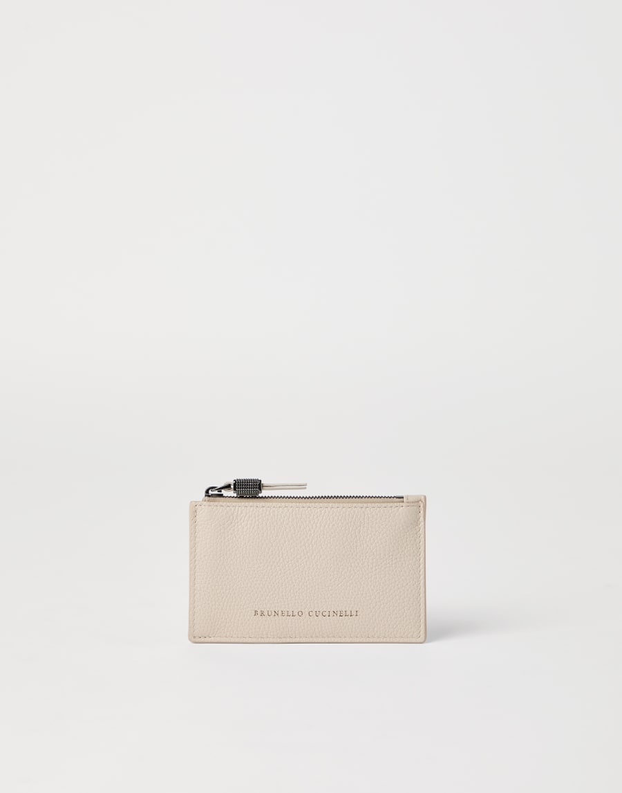 Leather card case with monili Ivory Woman - Brunello Cucinelli