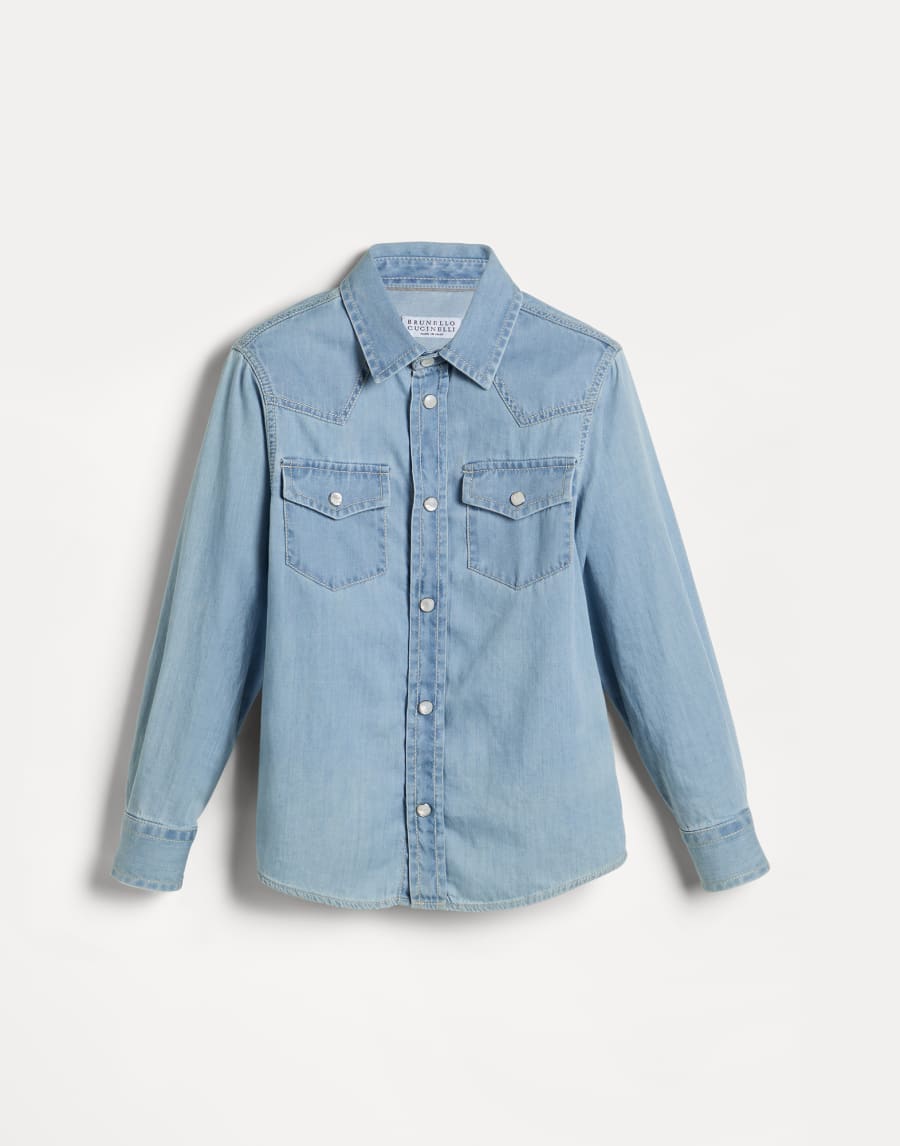 Lightweight denim shirt Light Denim Boys - Brunello Cucinelli