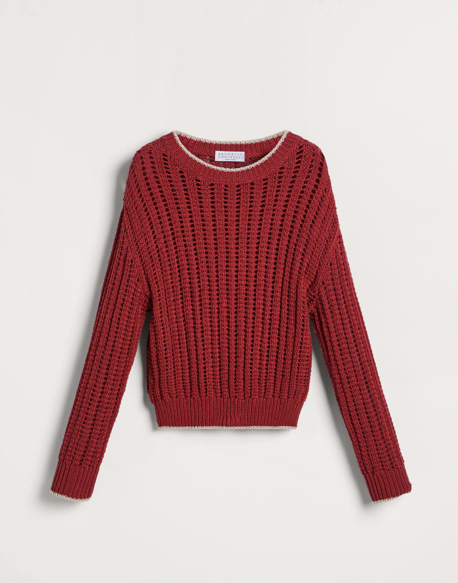 Ribbed openwork sweater Red Girls - Brunello Cucinelli